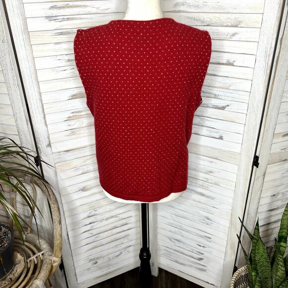 EDDIE BAUER VINTAGE Women's Nordic Fair Isle Sweater Vest Lambswool Red Gray Med - Picture 13 of 14